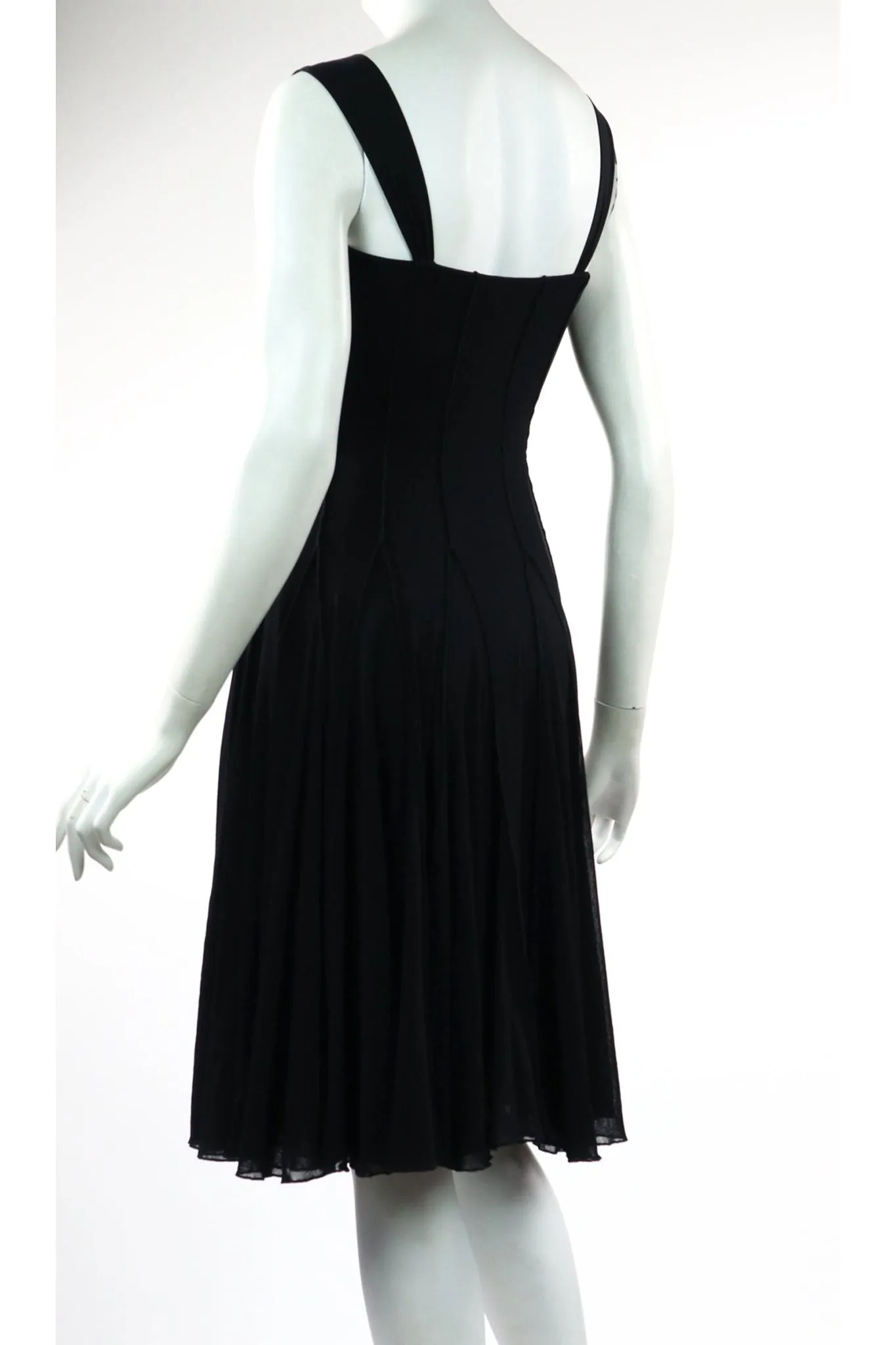 MAXIMA Sleeveless Knee Length Fit N Flare Paneled Dress Black