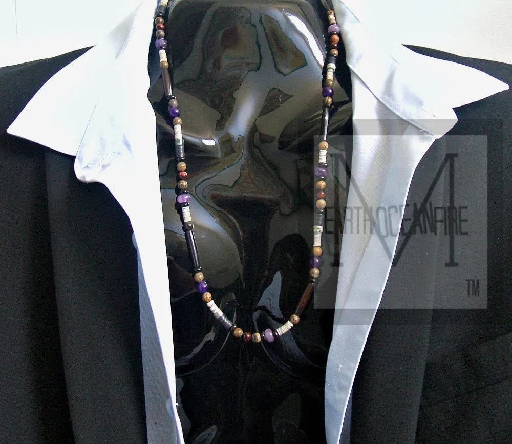 Men's Amethyst Beaded Necklace