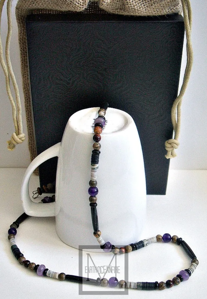 Men's Amethyst Beaded Necklace