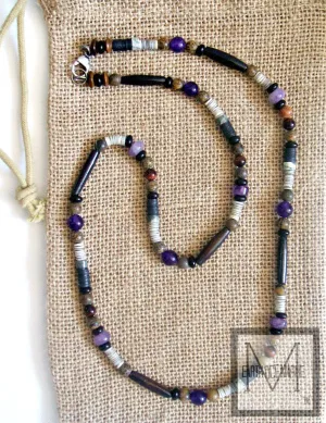 Men's Amethyst Beaded Necklace