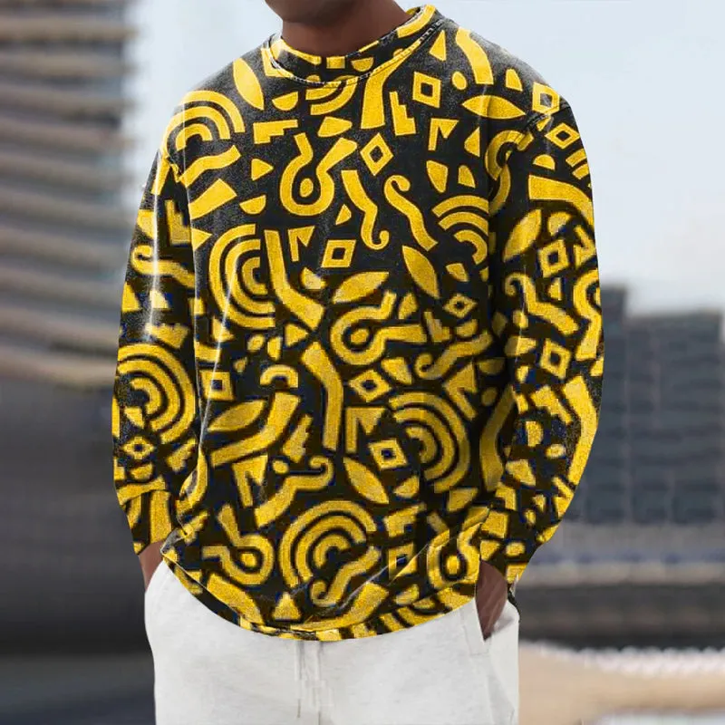 Men's Casual Ethnic Irregular Art Print Sweatshirt