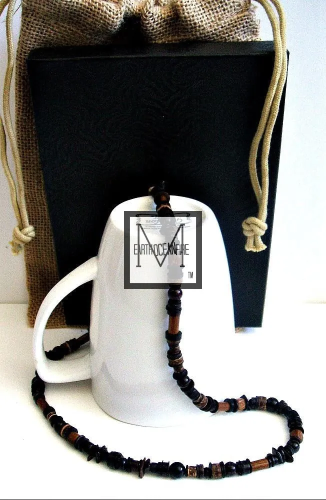 Men's Dark Garnet Beaded Necklace