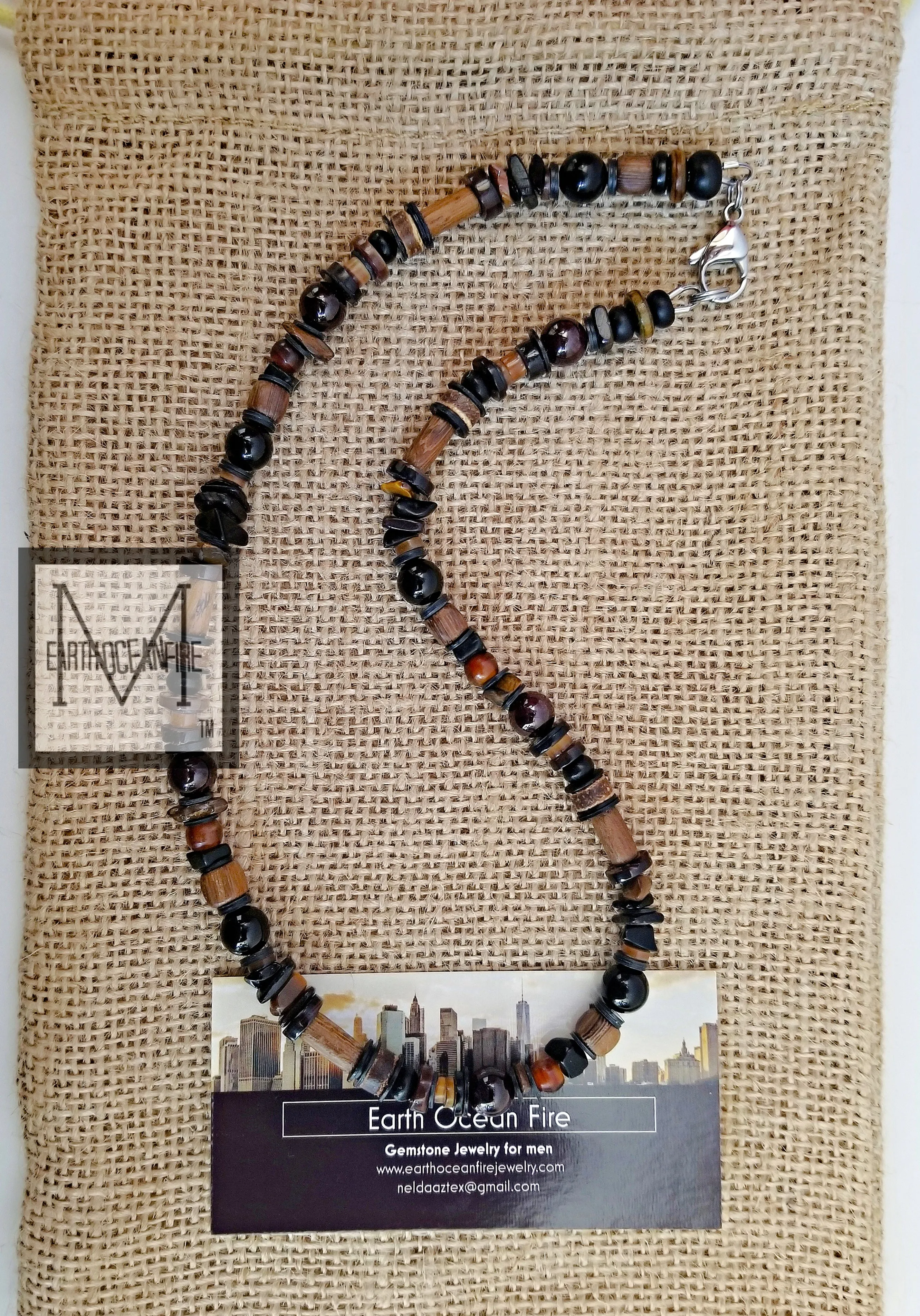 Men's Dark Garnet Beaded Necklace