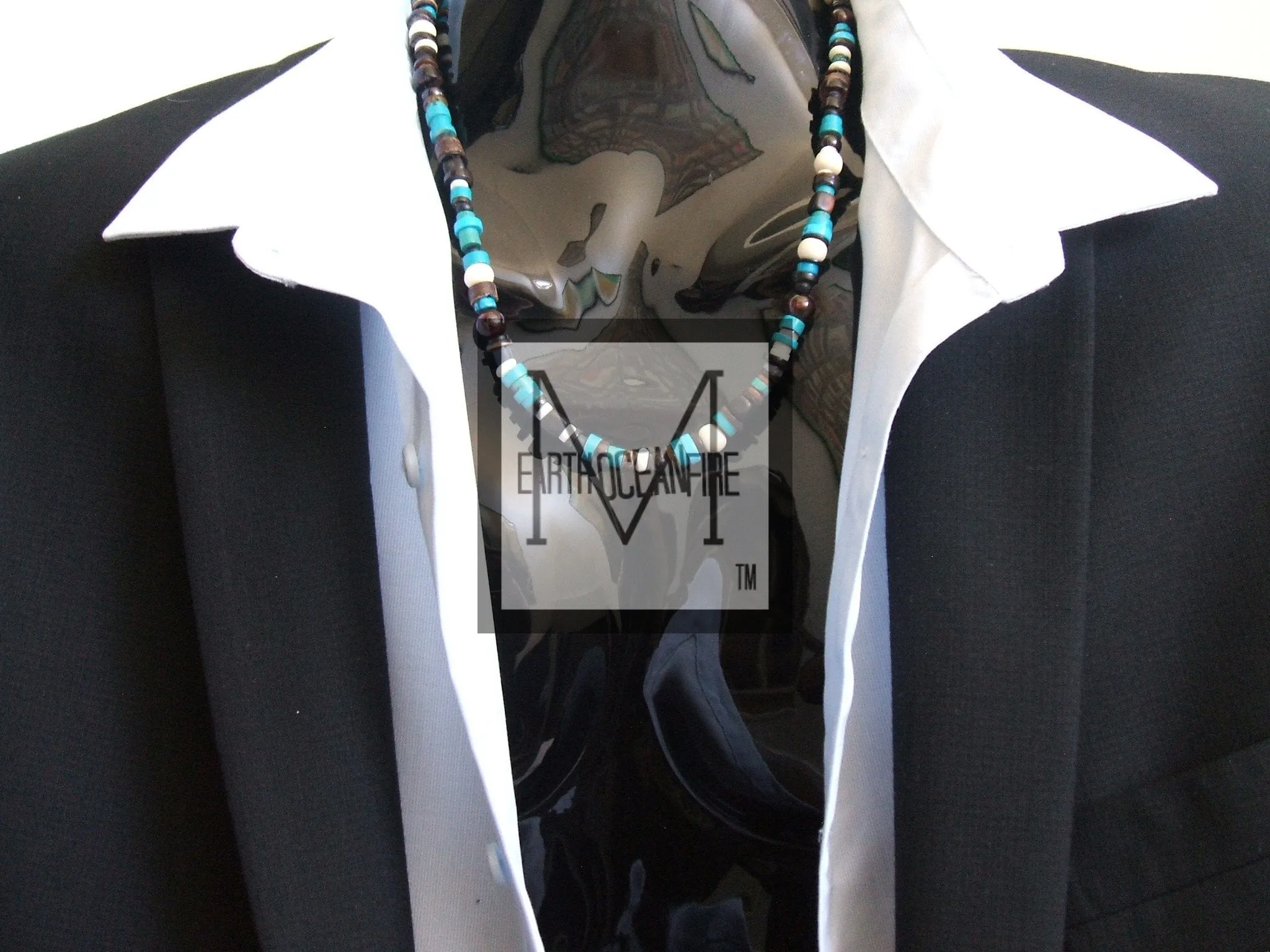 Men's Garnet and Blue Gemstone Beaded Hamptons Necklace