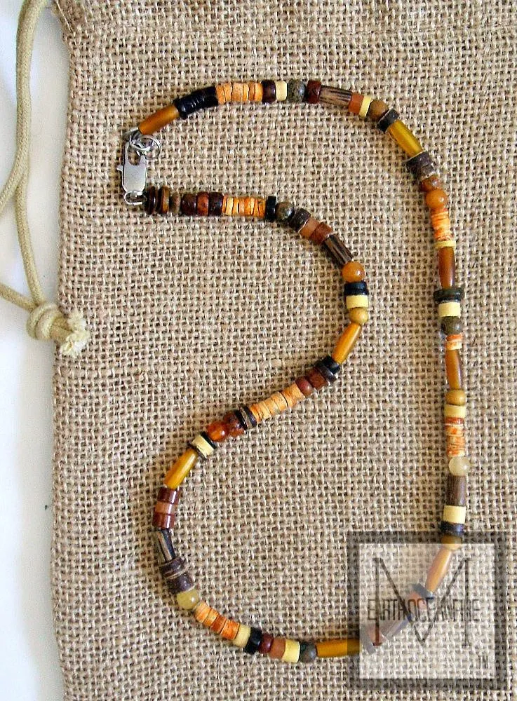 Men's Guitar Beaded Gemstone Necklace