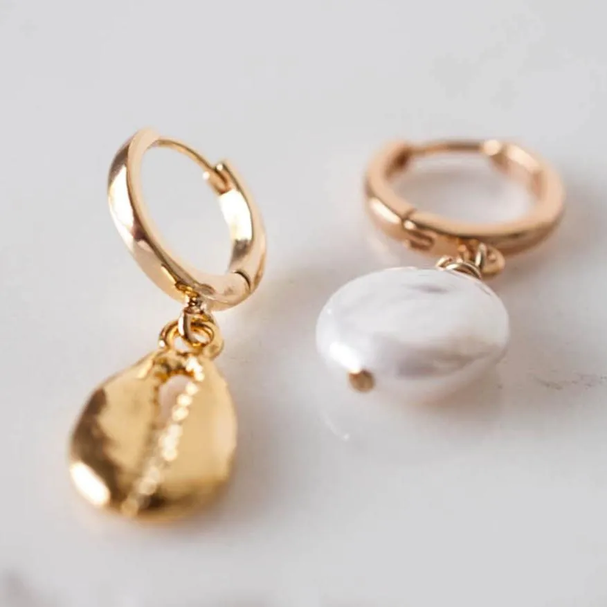 Mismatch Shell & Pearl Earrings