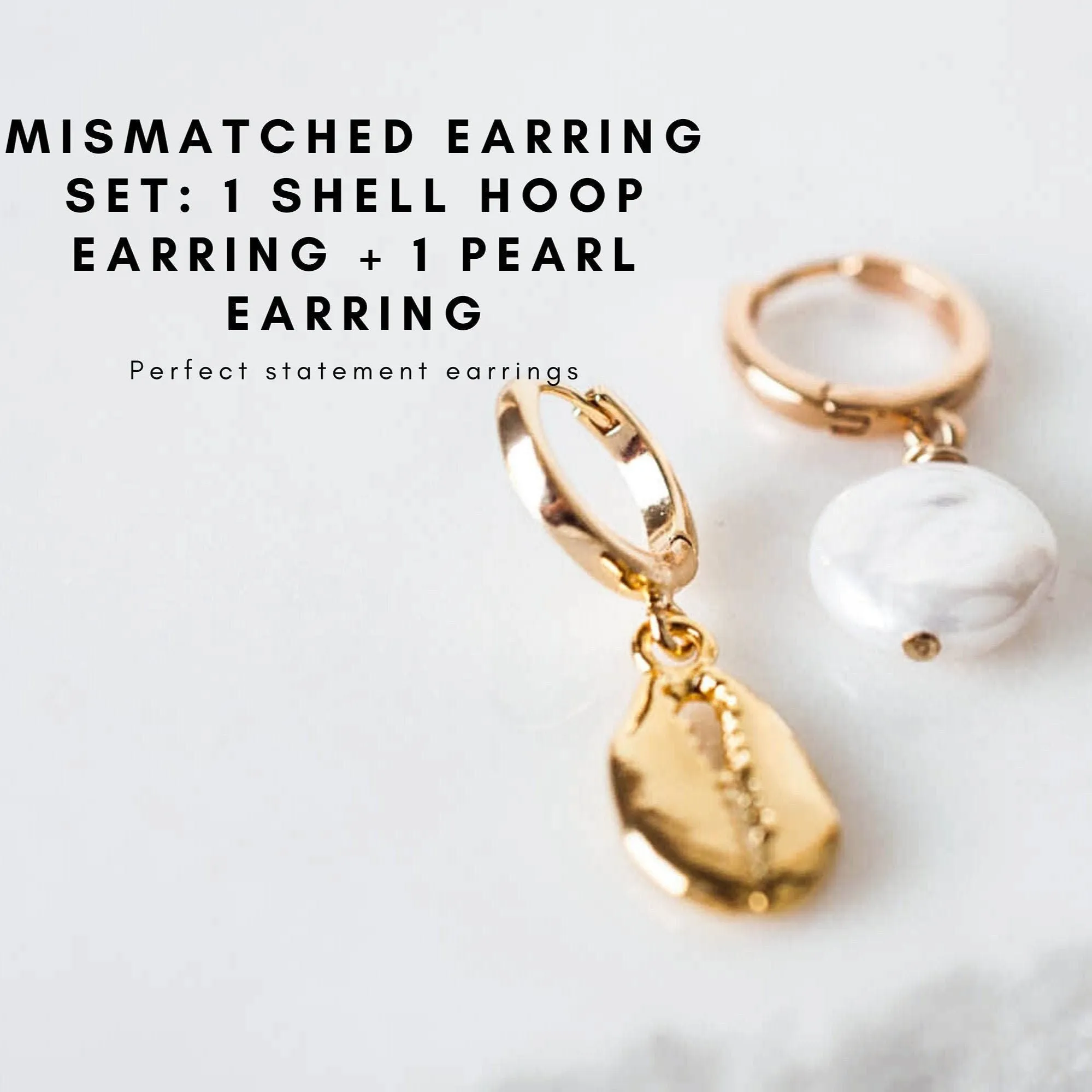 Mismatch Shell & Pearl Earrings