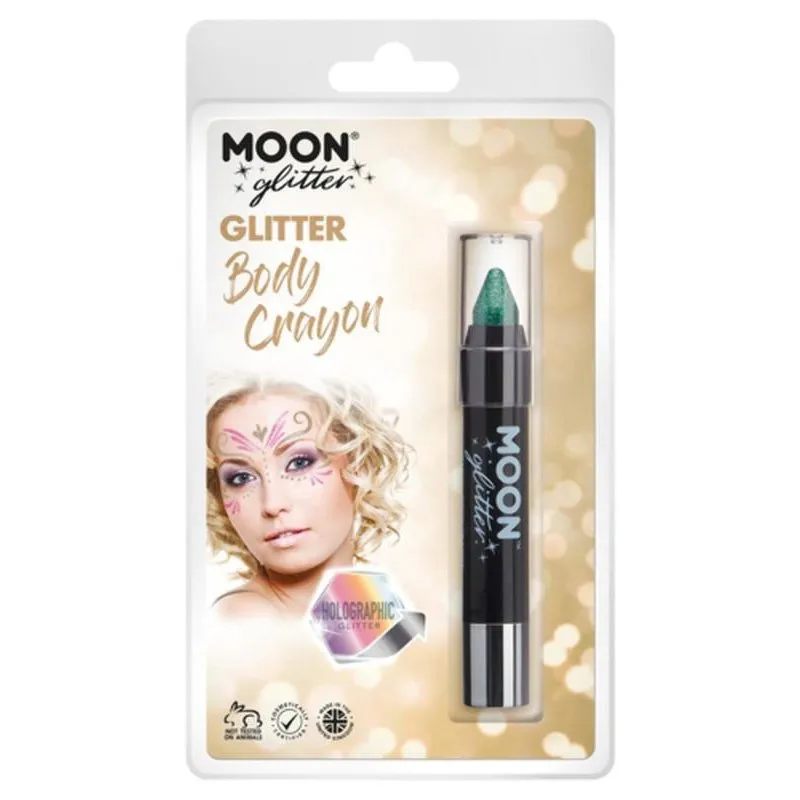 Moon Glitter Holographic Body Crayons, Green