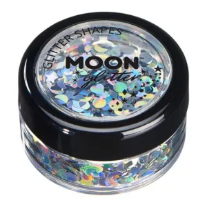 Moon Glitter Holographic Glitter Shapes, Silver