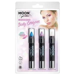 Moon Glitter Iridescent Body Crayons, Blue, Purple, White