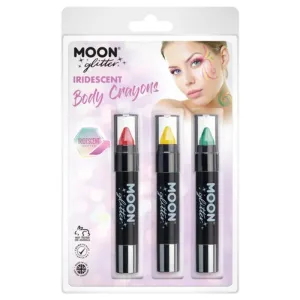 Moon Glitter Iridescent Body Crayons, Cherry, Yellow, Green