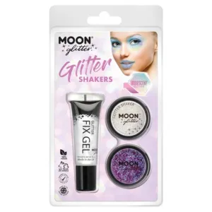 Moon Glitter Iridescent Glitter Shakers, White, Purple
