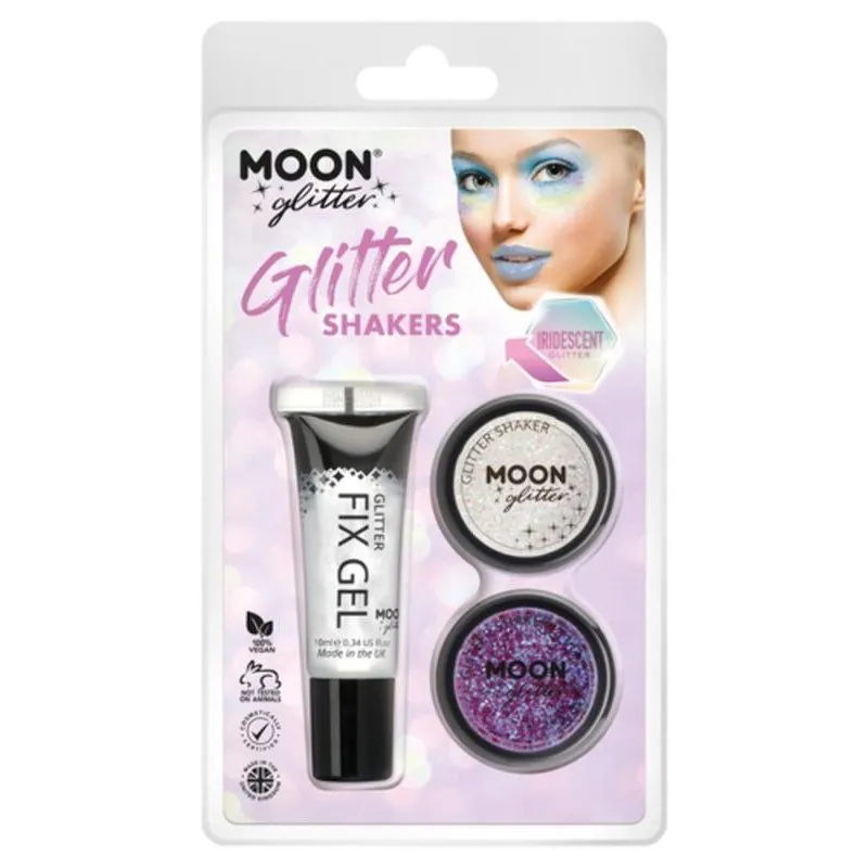 Moon Glitter Iridescent Glitter Shakers, White, Purple