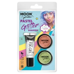 Moon Glitter Pastel Glitter Shakers, Peach, Mint