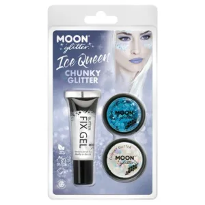Moon Glitter Themed Clamshells, White Chunky Glitters
