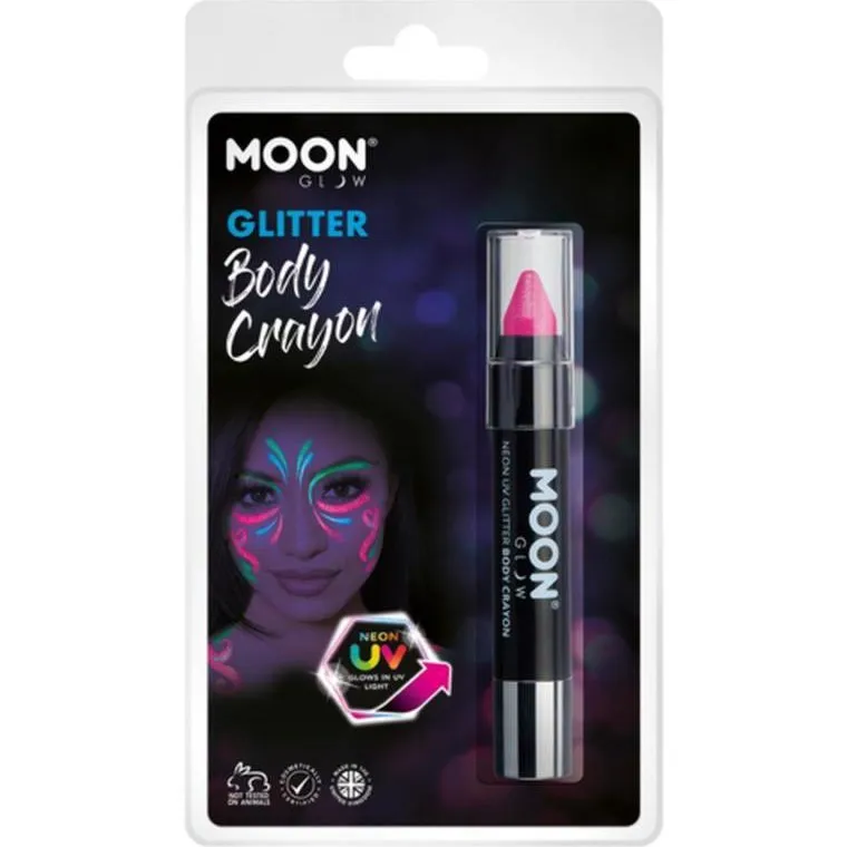 Moon Glow Neon Uv Glitter Body Crayons, Magenta
