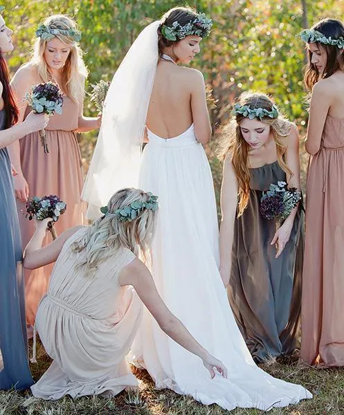 Most Popular Halter Lace Chiffon Illusion Wedding Dresses, Cheap Country Wedding Dresses, WD0230