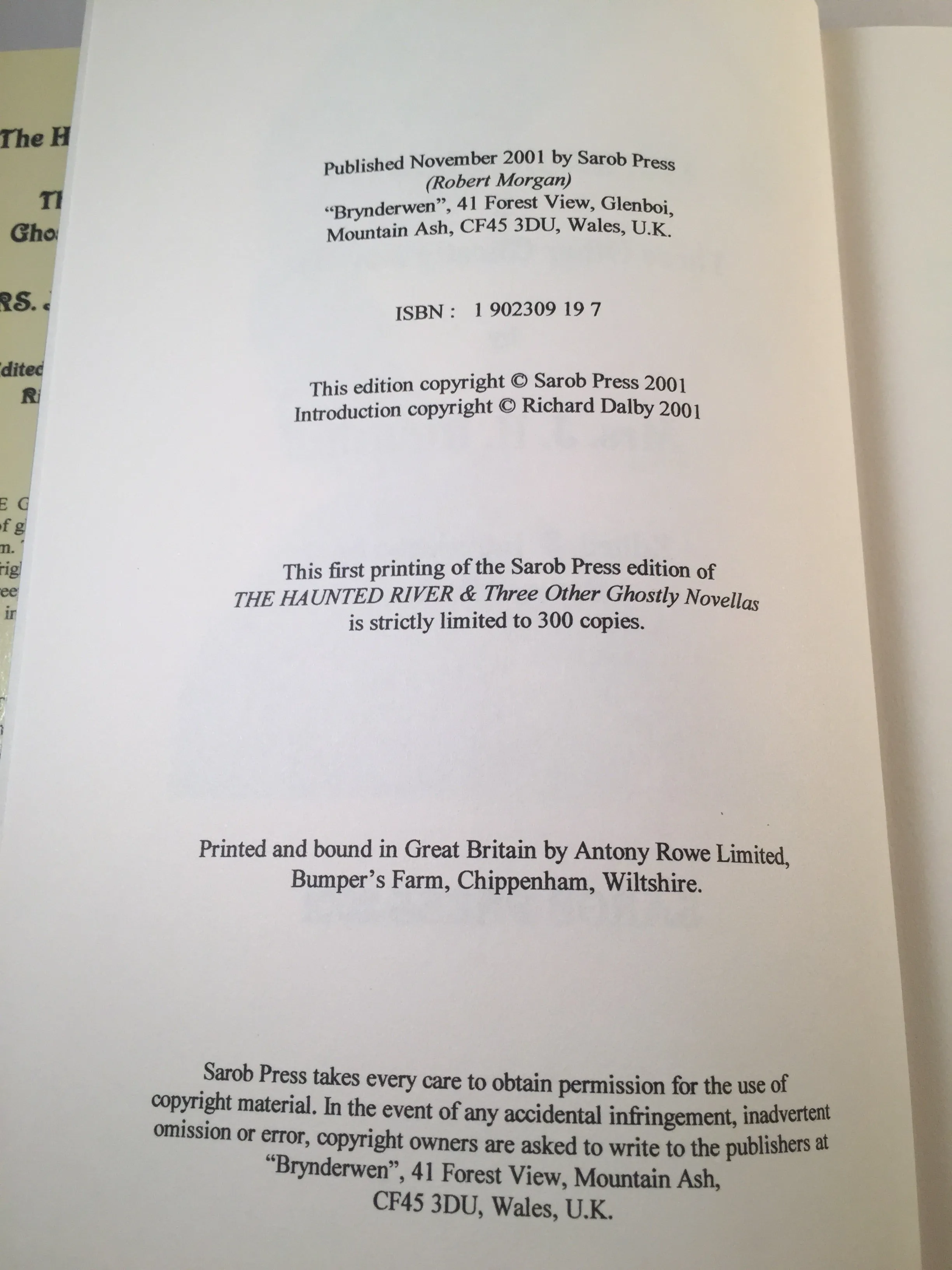 Mrs. J. H. Riddell - The Haunted River & Three Other Ghostly Novellas, Sarob Press 2001, Limited to 300 copies
