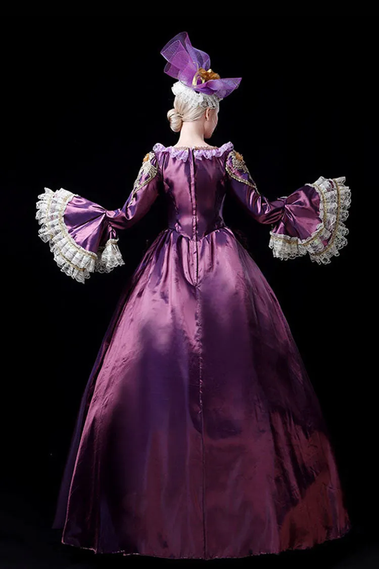 Multi-Layer Long Sleeves Trumpet Sleeves High Waisted Hollow Embroidery Print Victorian Lolita Prom Dress