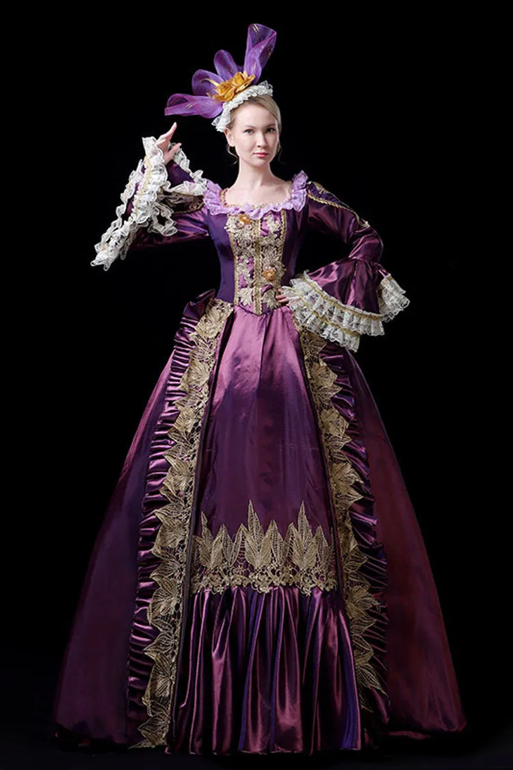 Multi-Layer Long Sleeves Trumpet Sleeves High Waisted Hollow Embroidery Print Victorian Lolita Prom Dress