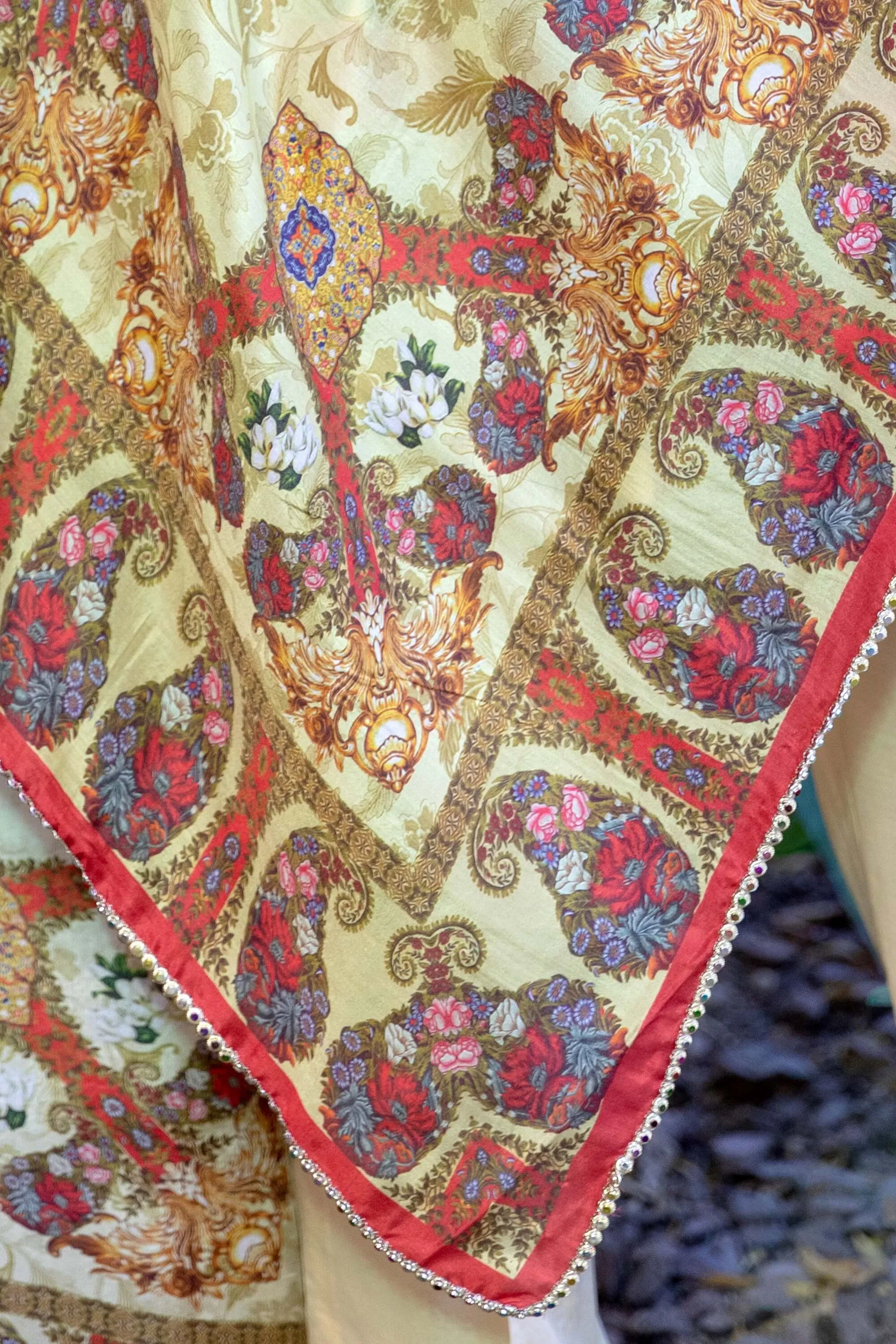 Mustard Multicolored Honey Waqar Designer Lawn-Cotton Salwar Kameez Suit