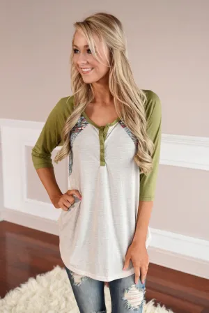 My Lucky Day Top ~ Olive