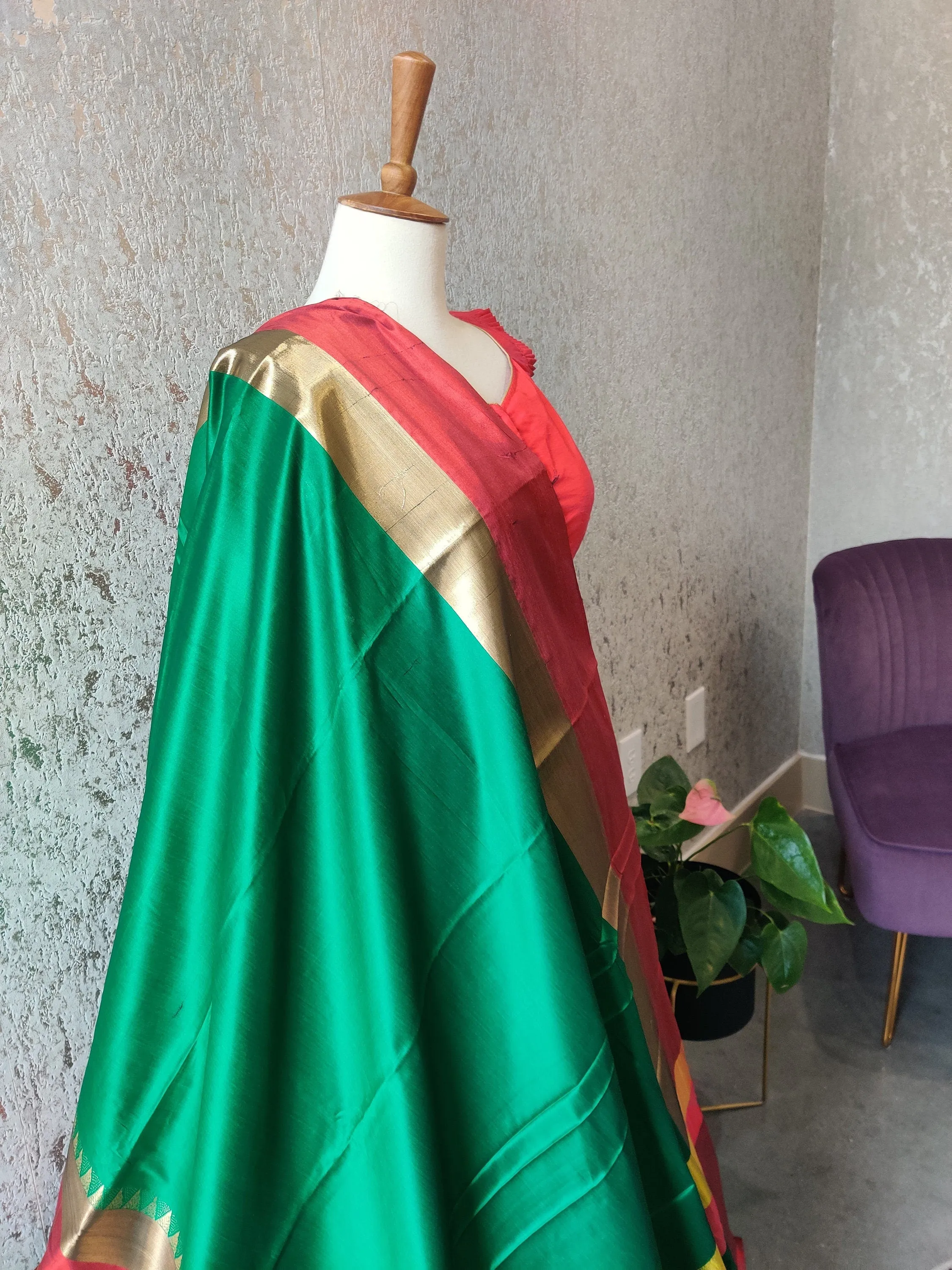 Mysore Silk saree Green & Red silk saree Gift saree Indian ethnicwear partywear saree traditional saree ethnic saree bridal saree