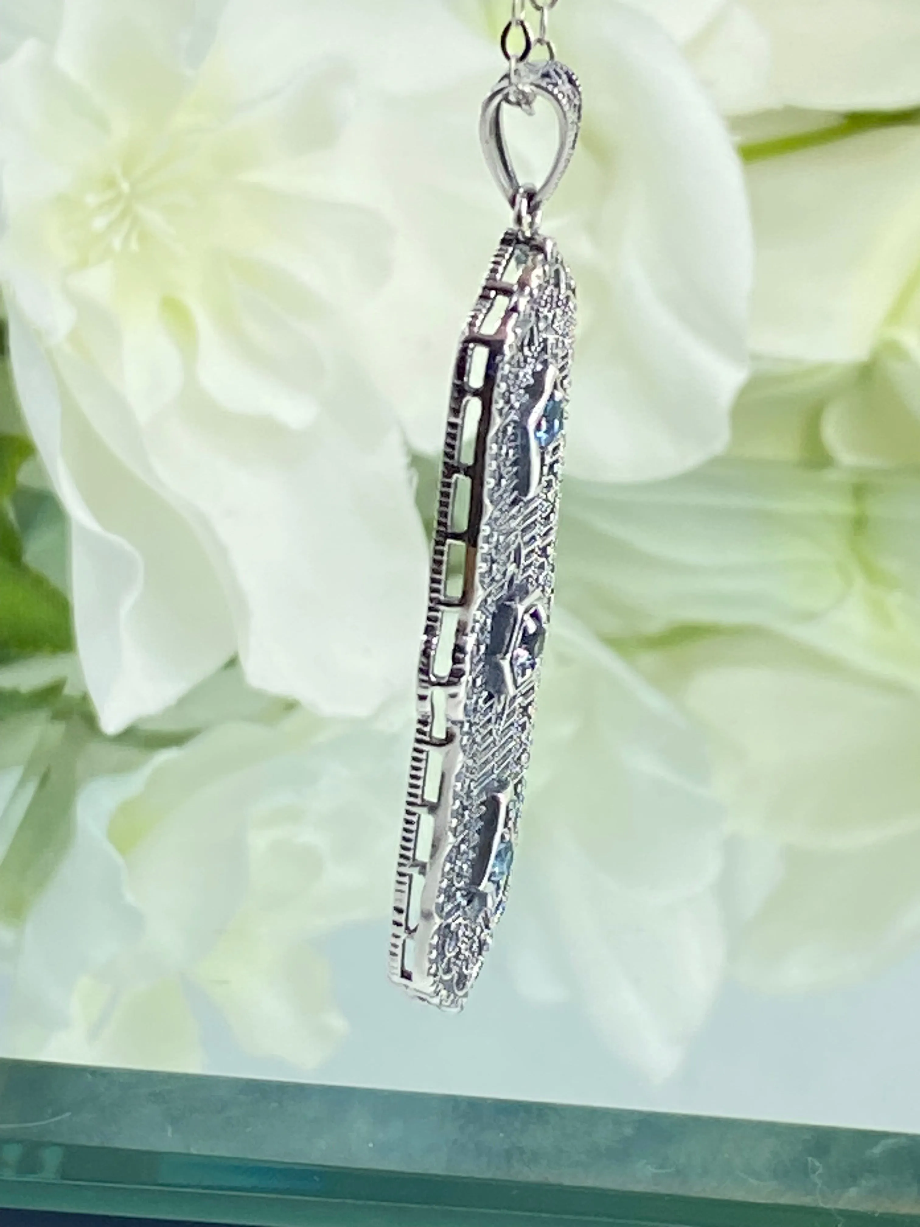 Natural Blue Topaz Pendant, 3 King Pendant, Fashionable Edwardian Jewelry Design#P197
