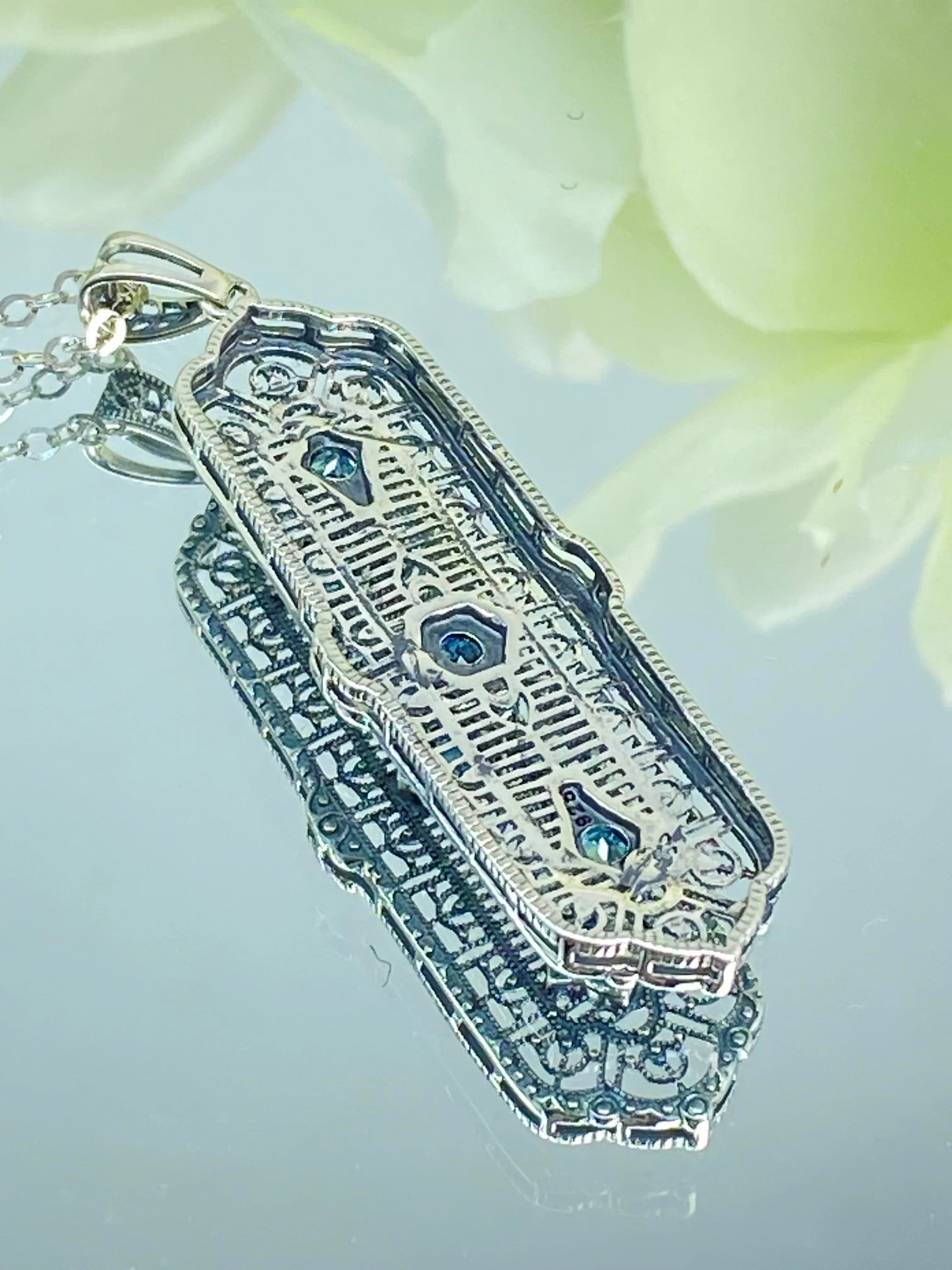 Natural Blue Topaz Pendant, 3 King Pendant, Fashionable Edwardian Jewelry Design#P197