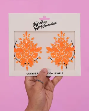 Neon Orange Black Light Reflective Self-Adhesive Jewel Pasties