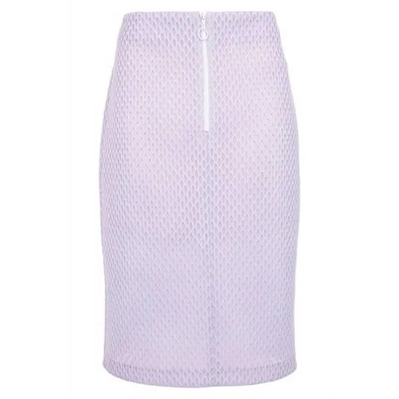 NEW TOPSHOP airtex mesh pencil front zip skirt in purple