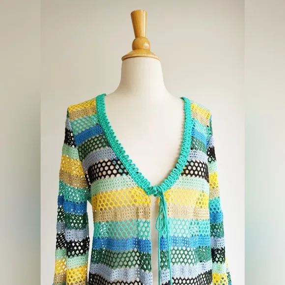 NWT CASTING | Bright Crochet Maxi Duster | XL