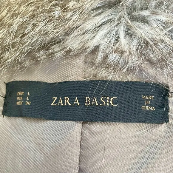 NWT Zara Basic Faux Fur Feather Waist Closure Mob Wife Lined Vest Size Large