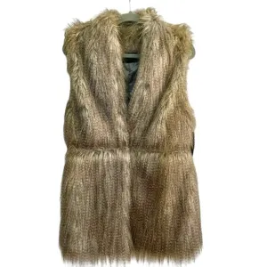 NWT Zara Basic Faux Fur Feather Waist Closure Mob Wife Lined Vest Size Large