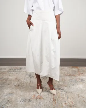 nylon asymmetrical balloon skirt - white
