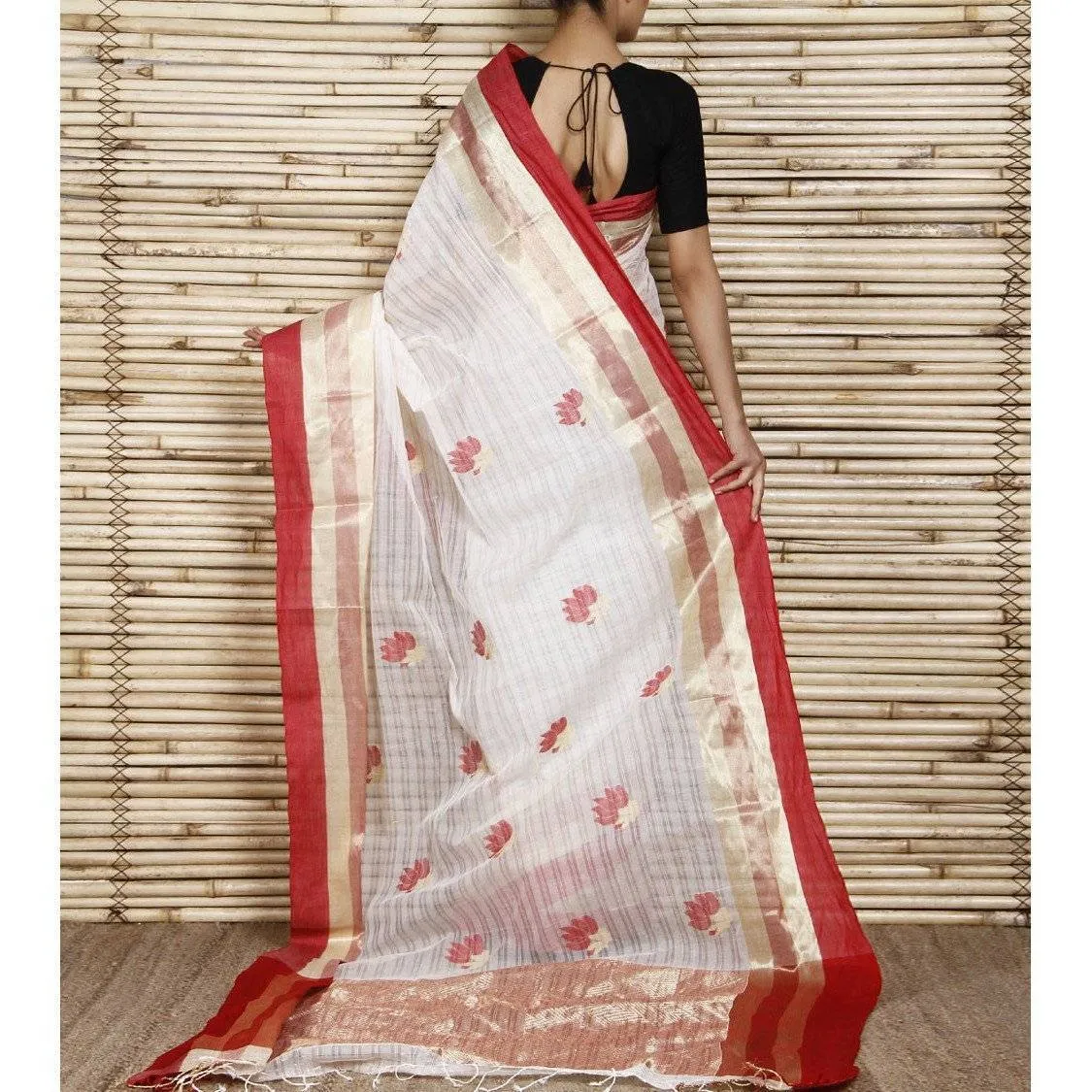 Off White Bengal Handloom Cotton Saree