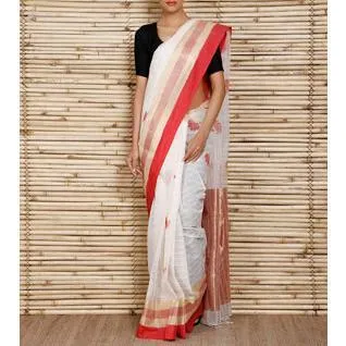 Off White Bengal Handloom Cotton Saree