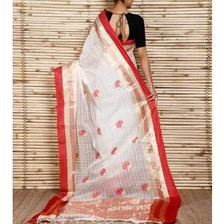 Off White Bengal Handloom Cotton Saree
