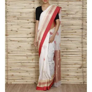 Off White Bengal Handloom Cotton Saree