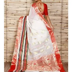 Off White Tant Cotton Saree with Zari Border