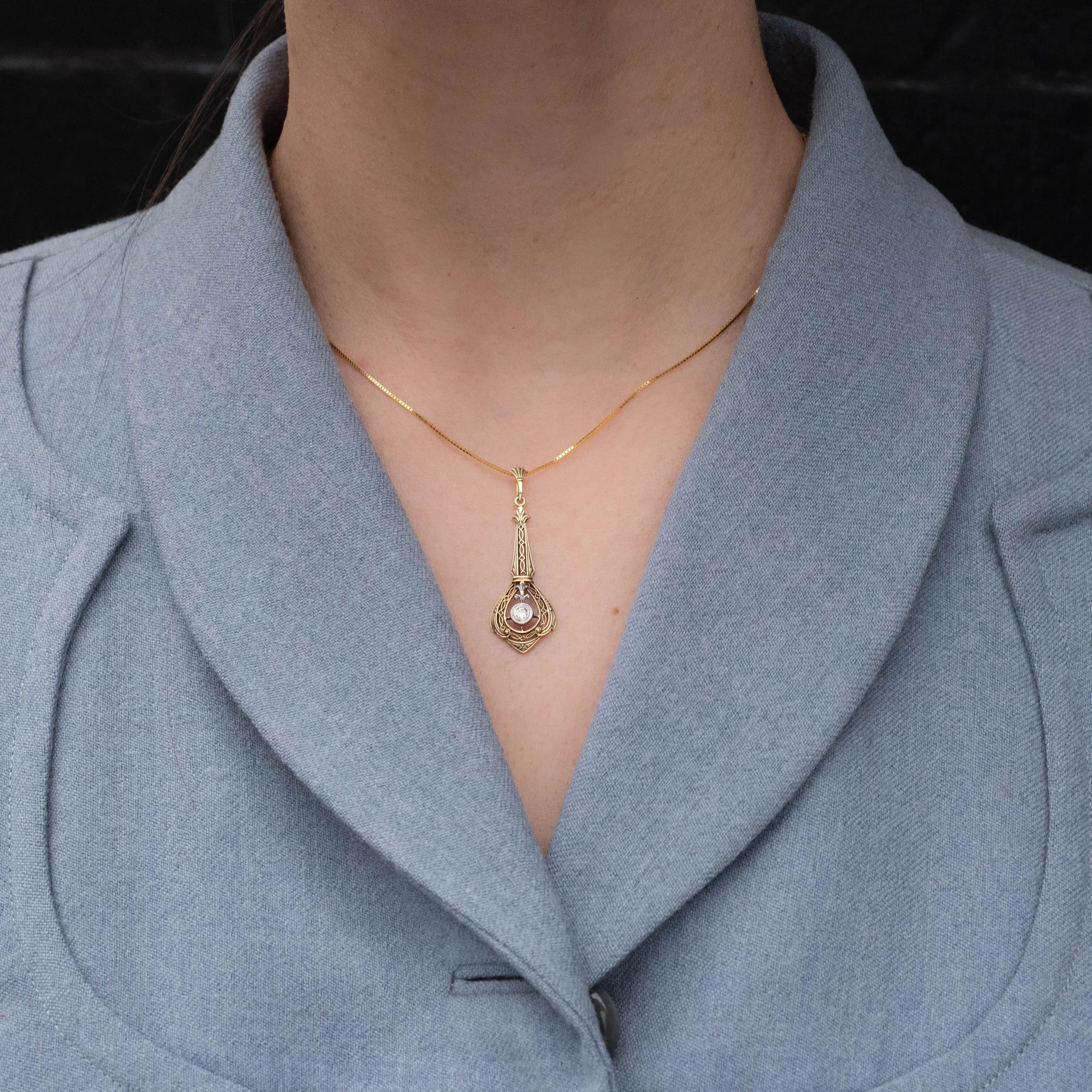 Old Mine Diamond Lavaliere c1900