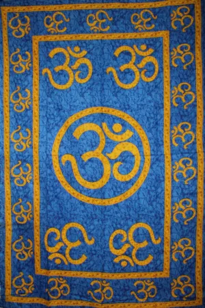 Om Shanti in Batik Style Tapestry