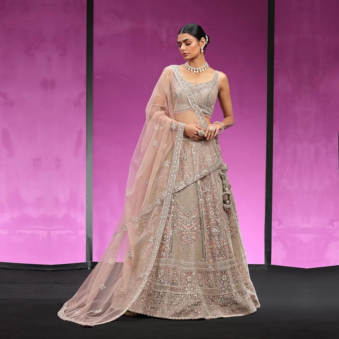 Onion Pink Embellished Lehenga Choli Set
