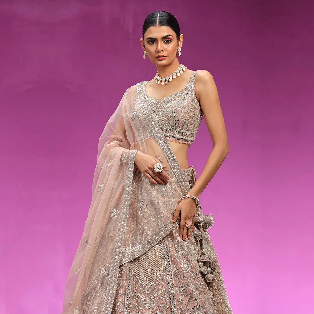 Onion Pink Embellished Lehenga Choli Set