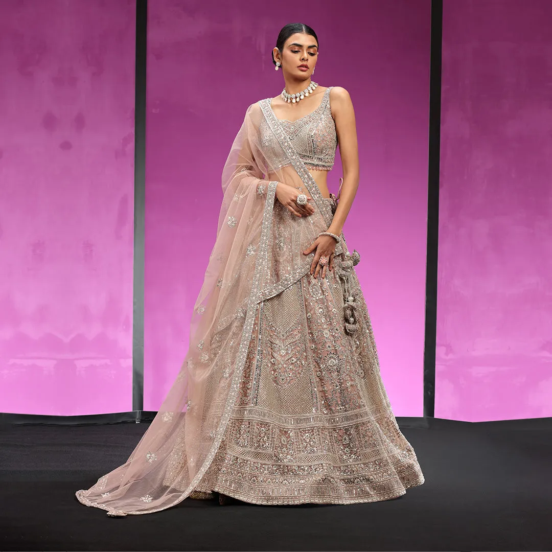 Onion Pink Embellished Lehenga Choli Set