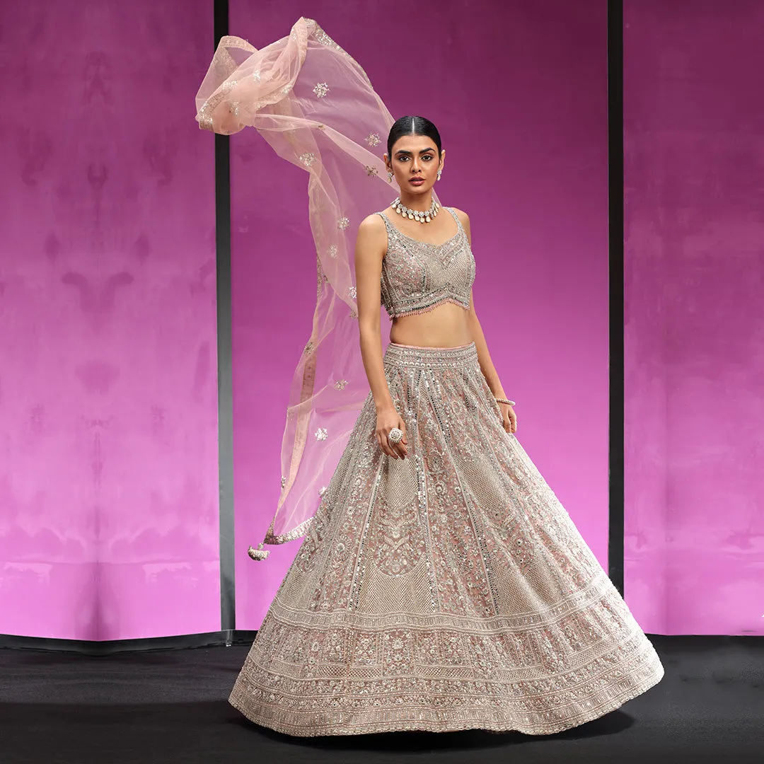 Onion Pink Embellished Lehenga Choli Set