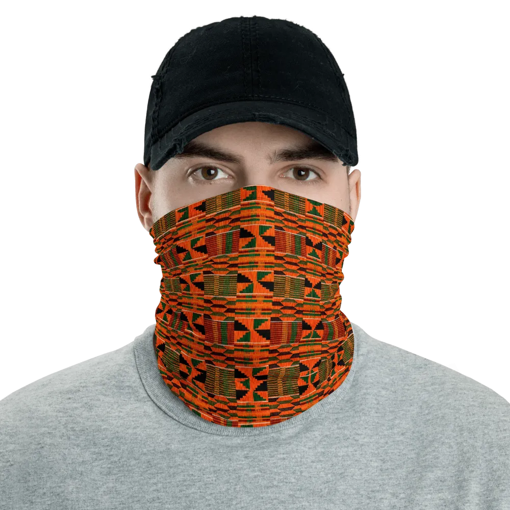 Orange Kente African Print Neck Gaiter