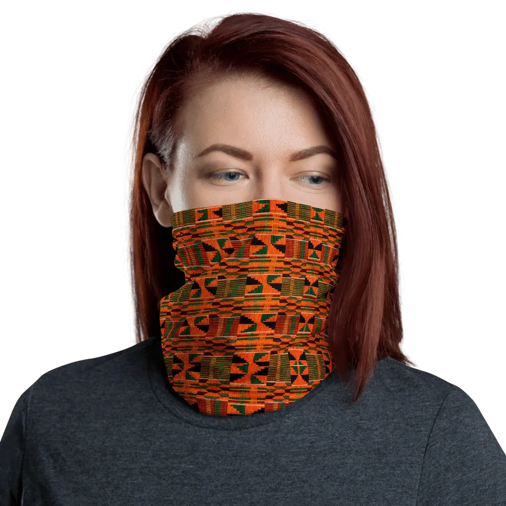 Orange Kente African Print Neck Gaiter