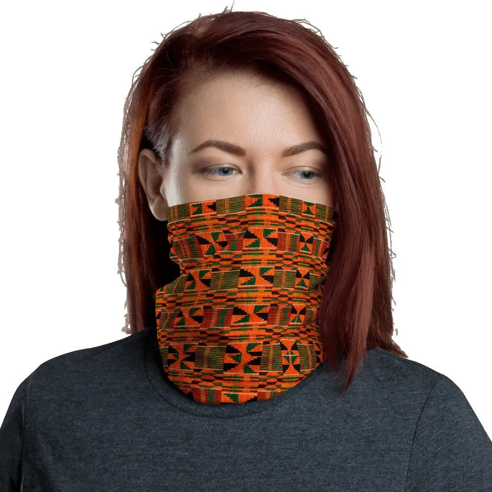 Orange Kente African Print Neck Gaiter