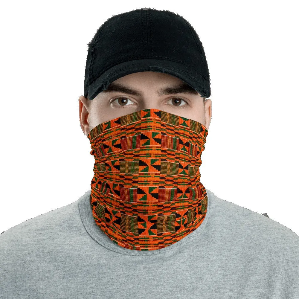 Orange Kente African Print Neck Gaiter